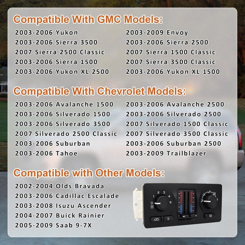 SHUNTALL 599-210XD Front A/C Heater Climate Control Module Compatible with 2002-2009 Chevy Silverado Suburban Tahoe Avalanche GMC Sierra Yukon Escalade Envoy Bravada Buick Rainier Saab 9-7X - Image 2